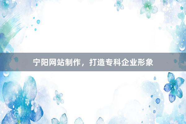宁阳网站制作，打造专科企业形象